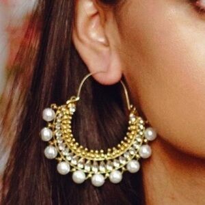 NWOT Boho Pearl Hoop Earrings